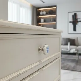 Bouton de meuble ORIENT / Porcelaine à motif – rose bleue