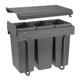 Poubelle coulissante PLUTO 300 mm – 3 × 10 L / Anthracite