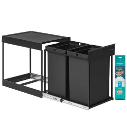 Poubelle coulissante GALANT 350 mm – 2 x 20 L / Noir