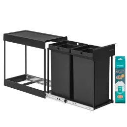 Poubelle coulissante GALAXY 300 mm – 2 x 15 L / Noir