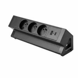 Prise encastrable de bureau DESK 3x230V + 2xUSB pour recharge / Noir mat