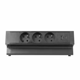 Prise encastrable de bureau DESK 3x230V + 2xUSB pour recharge / Noir mat