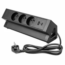 Prise encastrable de bureau DESK 3x230V + 2xUSB pour recharge / Noir mat