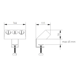 Prise encastrable de bureau VISION SCHUKO 2x230V + recharge 2xUSB / Grise