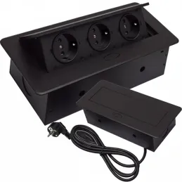 Prise électrique escamotable MODERO SCHUKO 3x230V / Noir mat