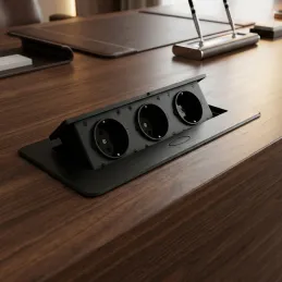 Prise électrique escamotable MODERO SCHUKO 3x230V / Noir mat