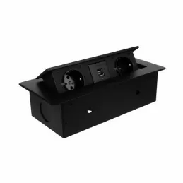 Prise électrique escamotable MODERO SCHUKO 2x230V + recharge USB / Noir mat