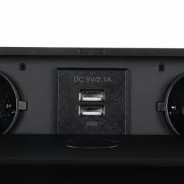 Prise électrique escamotable MODERO SCHUKO 2x230V + recharge USB / Noir mat