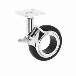 Roulettes de meuble avec frein NOVA / Chrome - Noir