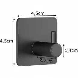 Lot de 4 crochets adhésifs SINO / Noir mat