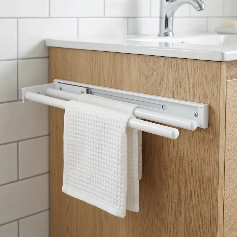 Porte-serviettes coulissant à 2 bras ARNOLD 440 mm / Blanc mat