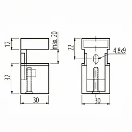 Support d’étagère QUADRO Mini / Aluminium