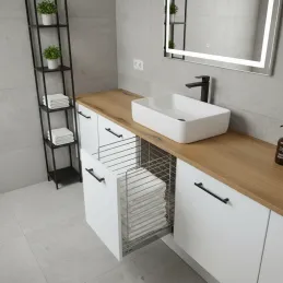 Panier à linge coulissant avec amortissement et fixation sur la porte ORTA / Chrome brillant