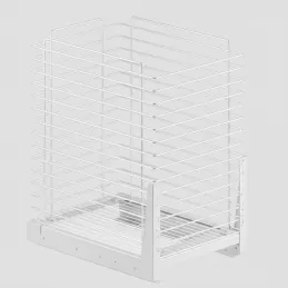 Panier à linge coulissant avec fermeture amortie et fixation sur porte ORTA / Blanc mat