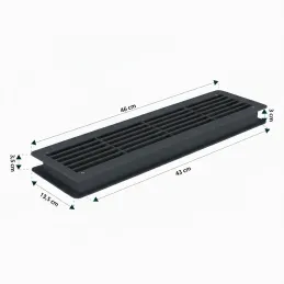 Grille d’aération double face pour porte 430 x 115 mm / Noir