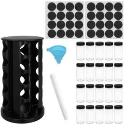 Organiseur rotatif pour épices avec 20 contenants / Noir mat