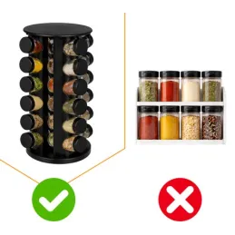 Organiseur rotatif pour épices avec 20 contenants / Noir mat
