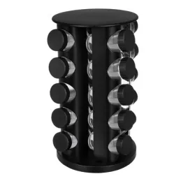 Organiseur rotatif pour épices avec 20 contenants / Noir mat
