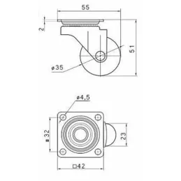 Roulettes de meuble sans frein LINOX 35 / Chrome – Transparent