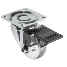 Roulette de meuble avec frein LINOX 35 / Chrome – Transparent