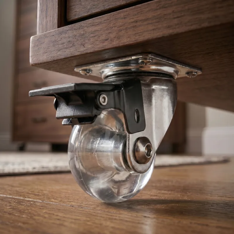 Roulette de meuble avec frein LINOX 35 / Chrome – Transparent