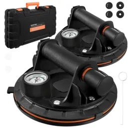 Lot de 2 ventouses à vide avec pompe et manomètre / Noir
