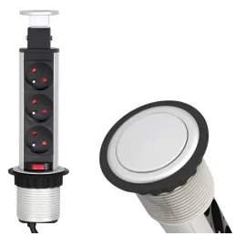 Prise électrique escamotable ASTRA 3×230 V FRENCH / Aluminium