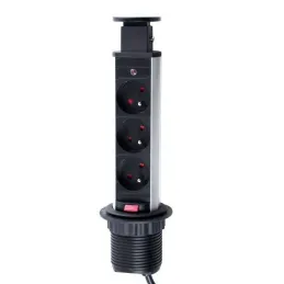 Prise électrique escamotable ASTRA 3×230 V FRENCH / Aluminium