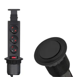 Prise électrique escamotable ASTRA 3x230V FRENCH / Noire