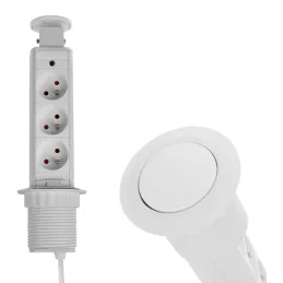 Prise électrique escamotable ASTRA 3x230V FRENCH / Blanche