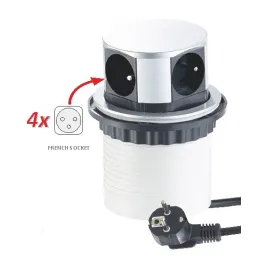 Prise électrique escamotable TETRABOX FRENCH 4x 230V / Aluminium