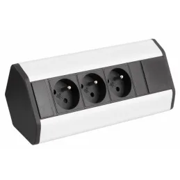 Bloc multiprise encastrable CORNER FRENCH 3 × 230 V / Noir – aluminium