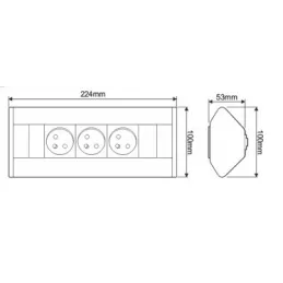 Bloc multiprise encastrable CORNER FRENCH 3 × 230 V / Noir – aluminium