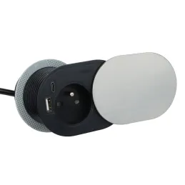 Prise électrique SLIDE 1x230V + 2xUSB FRENCH / Inox