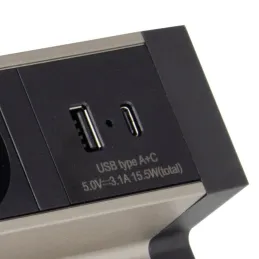 Prise encastrable de bureau DESK 3x230V + 2xUSB pour recharge / Inox