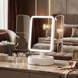 Miroir cosmétique avec éclairage LED et organisateur MAGNA / Blanc