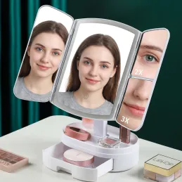 Miroir cosmétique avec éclairage LED et organisateur MAGNA / Blanc