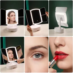 Miroir cosmétique avec éclairage LED et organisateur MAGNA / Blanc