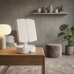 Miroir cosmétique avec éclairage LED et organisateur MAGNA / Blanc