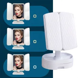 Miroir cosmétique avec éclairage LED et organisateur MAGNA / Blanc