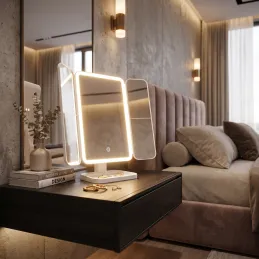 Miroir cosmétique avec éclairage LED et organisateur MAGNA / Blanc