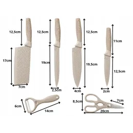 Lot de 6 couteaux de cuisine avec ciseaux et éplucheur UGO / Crème