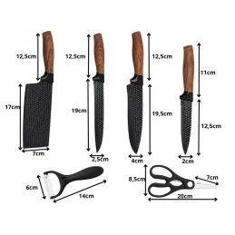 Ensemble de 6 couteaux de cuisine avec ciseaux et éplucheur UGO / Noir