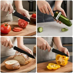 Set de 5 couteaux de cuisine avec éplucheur ALIA / Noir