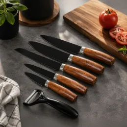 Set de 5 couteaux de cuisine avec éplucheur ALIA / Noir