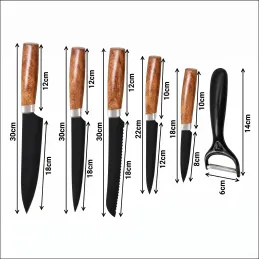Set de 5 couteaux de cuisine avec éplucheur ALIA / Noir