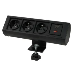 Prise électrique OFFICE 3x230V + 1xUSB C+A FRENCH / Noir mat