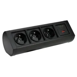 Prise électrique OFFICE 3x230V + 1xUSB C+A FRENCH / Noir mat