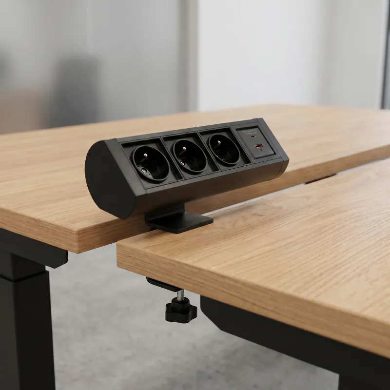 Prise électrique OFFICE 3x230V + 1xUSB C+A FRENCH / Noir mat