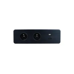Bloc multiprise électrique EUROBOX 2x230V + 1xUSB C+A FRENCH / Noir mat